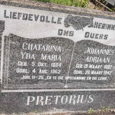 PRETORIUS Johannes Adriaan 1882-1942 &amp; Chatarina Yda Maria 1884-1962