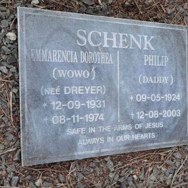 SCHENK Philip 1924-2003 &amp; Emmarencia Dorothea DREYER 1931-1974