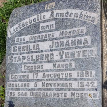 VENTER Cecilia Johanna, STAPELBERG nee NAUDE 1881-1942