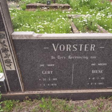 VORSTER Gert 1913-1979 &amp; Irene 1911-1963