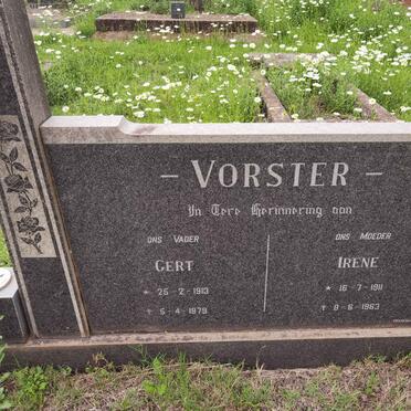 VORSTER Gert 1913-1979 &amp; Irene 1911-1963