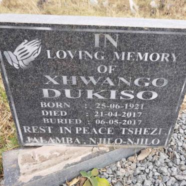 DUKISO Xhwango 1921-2017