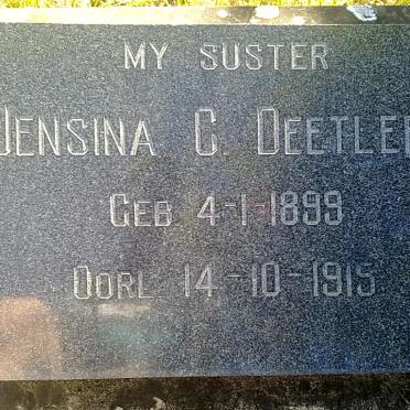 DEETLEFS Jensina C. 1899-1915