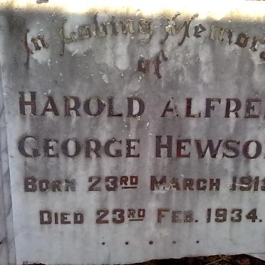 HEWSON Harold Alfred George 1915-1934