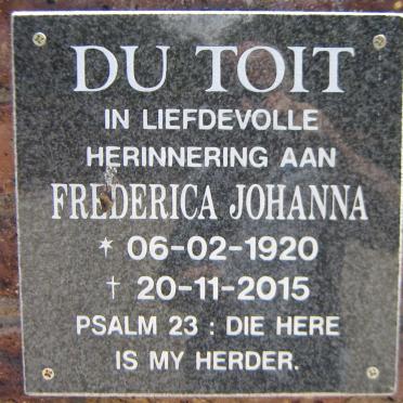 TOIT Frederica Johanna, du 1920-2015