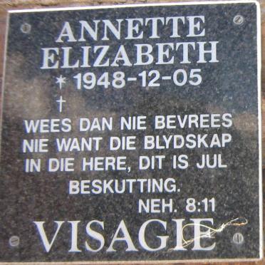 VISAGIE Annette Elizabeth 1948-