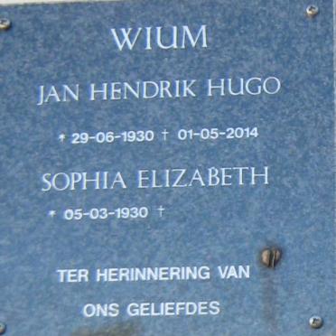 WIUM Jan Hendrik Hugo 1930-2014 &amp; Sophia Elizabeth 1930-