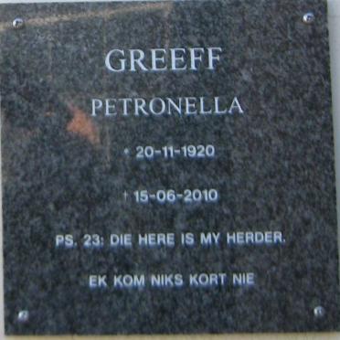 GREEFF Petronella 1920-2010