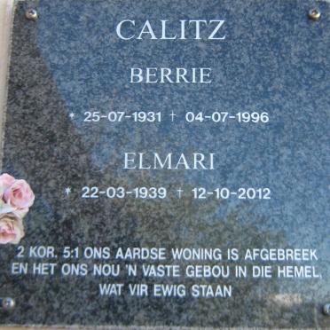 CALITZ Berrie 1931-1996 &amp; Elmari 1939-2012