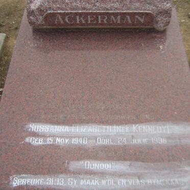 ACKERMAN J. P. 1941- &amp; Sussanna Elizabeth KENNEDY 1940-1996