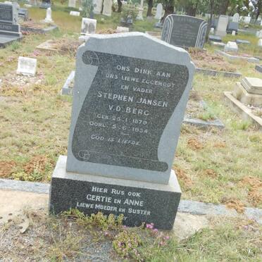 BERG Stephen Jansen, V.D. 1879-1934 :: V.D. BERG Gertie :: V.D. BERG Anne 