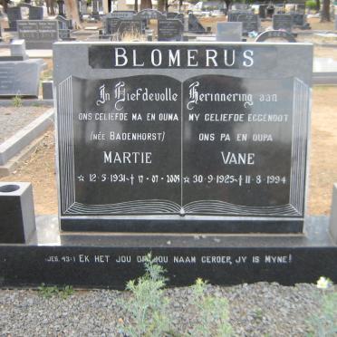 BLOMERUS Vane 1925-1994 &amp; Martie BADENHORST 1931-2005