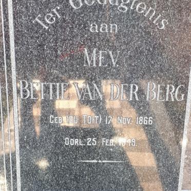 BERG Bettie, van der nee DU TOIT 1866-1949
