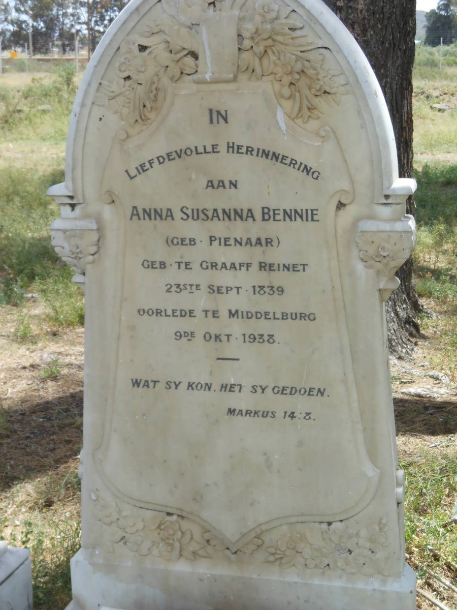 BENNIE Anna Susanna nee PIENAAR 1839-1938