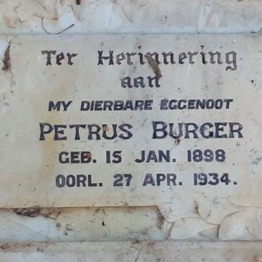 BURGER Petrus 1898-1934