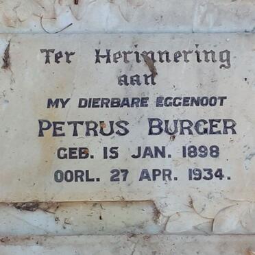 BURGER Petrus 1898-1934