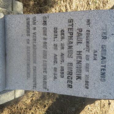 BURGER Paul Hendrik Stephanus 1859-1944