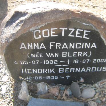 COETZEE Hendrik Bernardus 1935- &amp; Anna Francina VAN BLERK 1932-2002