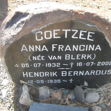 COETZEE Hendrik Bernardus 1935- &amp; Anna Francina VAN BLERK 1932-2002