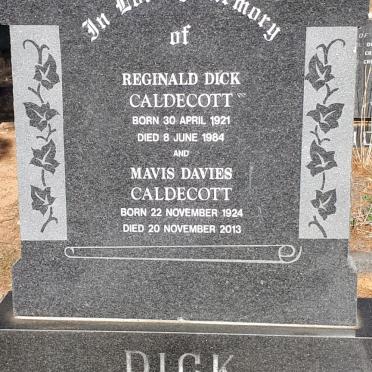 CALDECOTT Reginald Dick 1921-1984 &amp; Mavis Davies 1924-2013