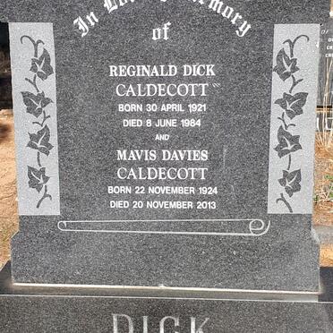 CALDECOTT Reginald Dick 1921-1984 &amp; Mavis Davies 1924-2013