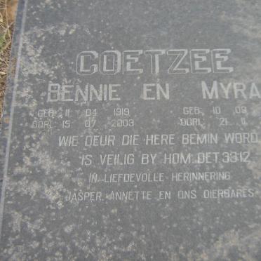 COETZEE Bennie 1919-2003 &amp; Myra 1919-2003