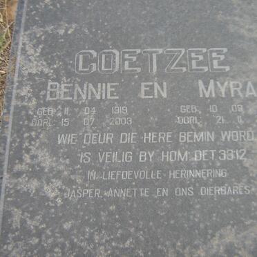 COETZEE Bennie 1919-2003 &amp; Myra 1919-2003