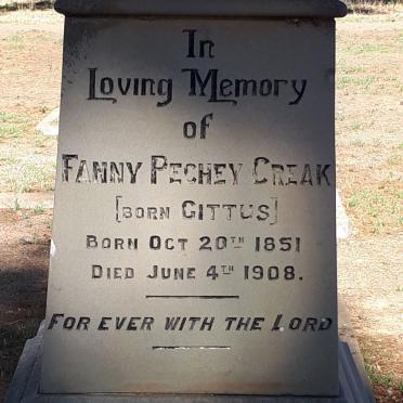 CREAK Fanny Pechey nee GITTUS 1851-1908
