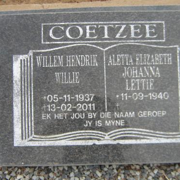 COETZEE Willem Hendrik 1937-2011 &amp; Aletta Elizabeth Johanna 1940-