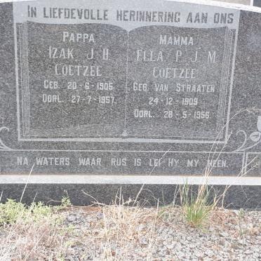 COETZEE Izak J.H. 1905-1957 &amp; Ella P.J.M. VAN STRAATEN 1909-1956
