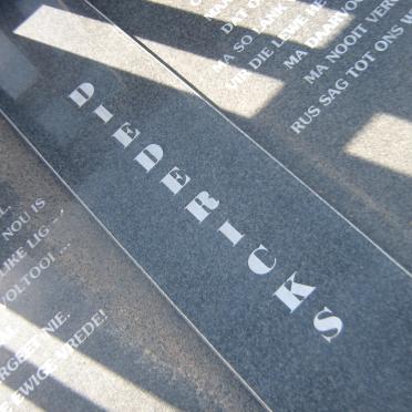 DIEDERICKS Johannes Rudolph 1950 - &amp; Magdalena Johanna SWANEPOEL 1954-2011 