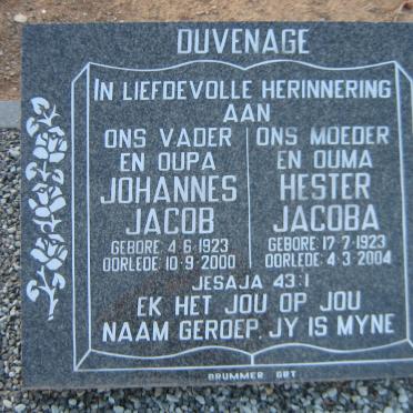 DUVENAGE Johannes Jacob 1923-2000 &amp; Hester Jacoba 1923-2004