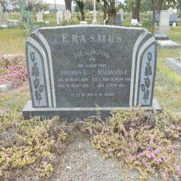 ERASMUS Johannes G. 1884-1930 &amp; Magdalena F. LE ROUX 1888-1964