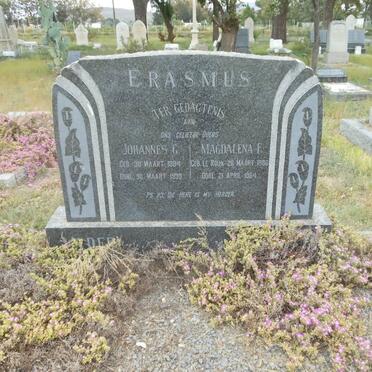 ERASMUS Johannes G. 1884-1930 &amp; Magdalena F. LE ROUX 1888-1964