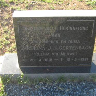 GERTENBACH Carelina J.H. nee V.D. MERWE 1915-1981
