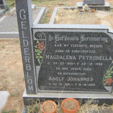 GELDERBLOM Adolf Johannes 1910-2001 &amp; Magdalena Petronella 1919-1998