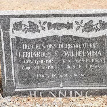 HENNING Gerhardus F. 1913-1961 &amp; Wilhelmina JONES 1915-1960