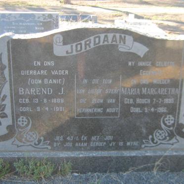 JORDAAN Barend J. 1889-1981 &amp; Maria Margaretha HOUGH 1895-1966
