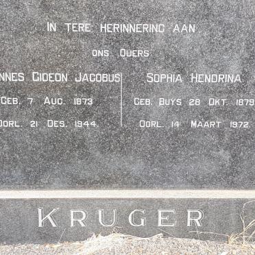 KRUGER Johannes Gideon Jacobus 1873-1944 &amp; Sophia Hendrina BUYS 1879-1972