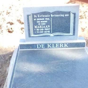 KLERK Mariaan, de nee VAN DEN BERG 1957-2016