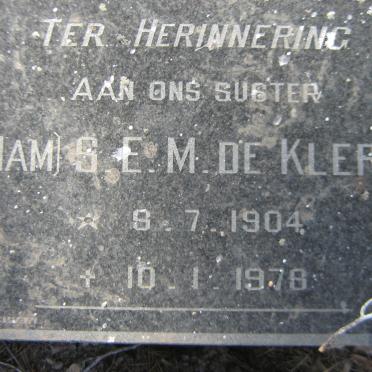 KLERK S.E.M., de 1904-1978