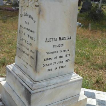 LATEGAN C.P.A. 1880-1926 &amp; Aletta Martina VILJOEN voorheen LATEGAN 1879-1965