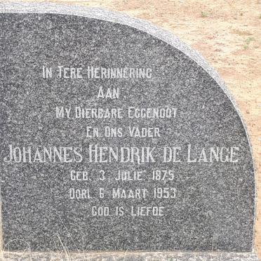LANGE Johannes Hendrik, de 1875-1953