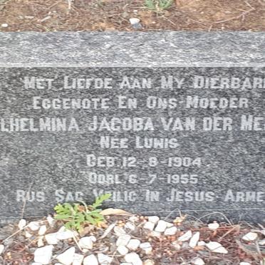 MERWE Wilhelmina Jacoba, van der nee LUWIS 1904-1955