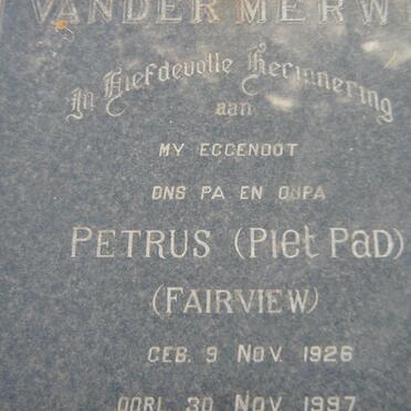 MERWE Petrus, van der 1926-1997