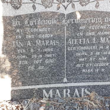 MARAIS Jan A. 1897-1967 &amp; Aletta E. GROBLER 1902-1951