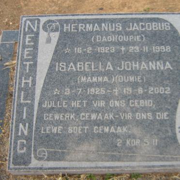NEETHLING Hermanus Jacobus 1923-1998 &amp; Isabella Johanna 1925-2002
