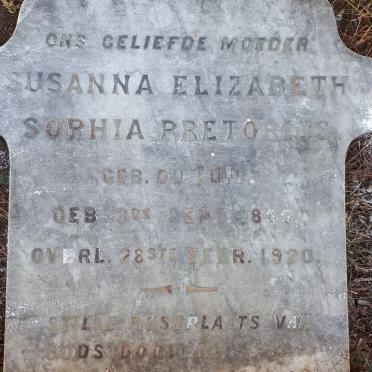 PRETORIUS Susanna Elizabeth Sophia nee DU TOIT 1865-1920