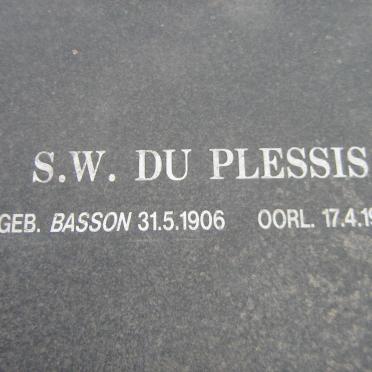 PLESSIS S.W., du nee BASSON 1906-1992