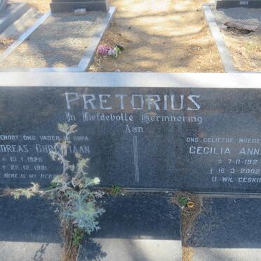 PRETORIUS Pieter Andreas Christiaan 1926-1981 &amp; Cecilia Anna ELS 1927-2002